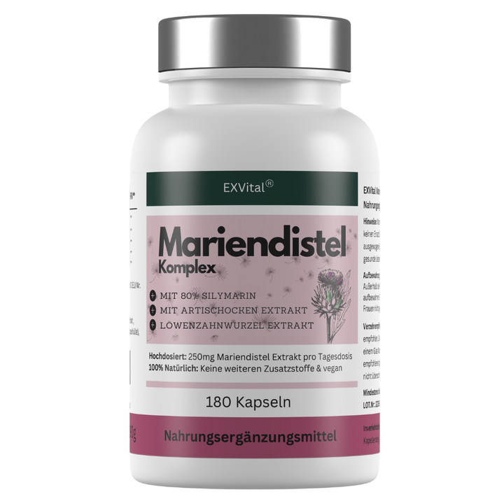 Mariendistel Komplex Kapseln mit Artischocke &amp; Löwenzahn, 180 Stück von EXVital