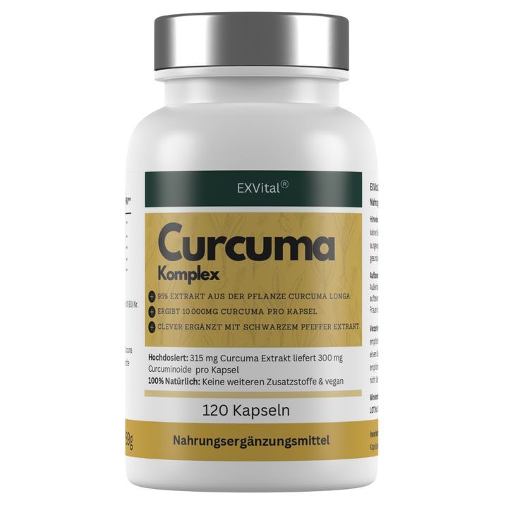 Curcuma Komplex mit Curcuma- Extrakt &amp; Piperin, 120 Kapseln von EXVital