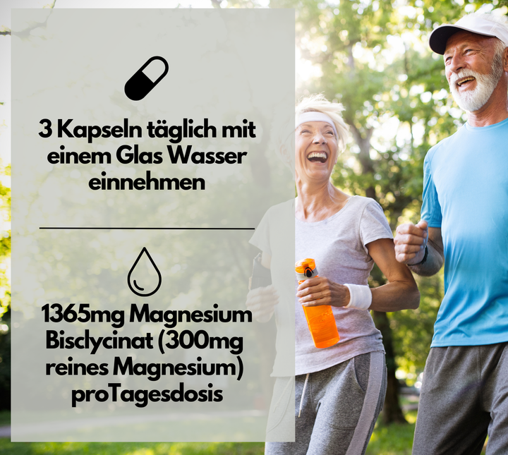 Magnesiumbisglycinat, hochdosiert 1365mg pro Tagesdosis, 365 vegane Kapseln von Exvital