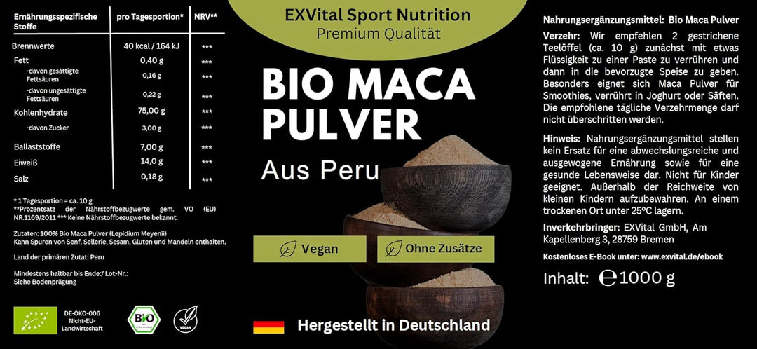 BIO Maca Pulver von EXVital aus Peru, 1kg