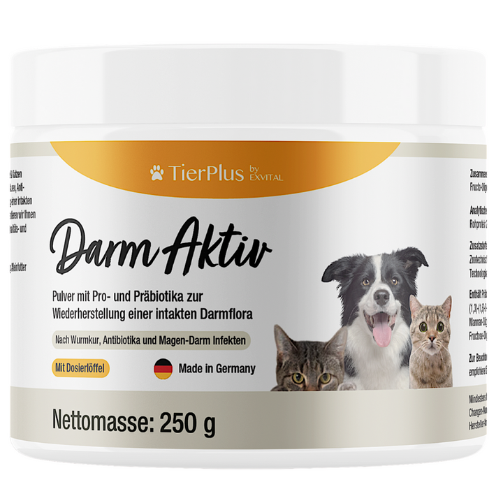 Darm Aktiv Pulver für Hunde &amp; Katzen, Probiotika &amp; Präbiotika