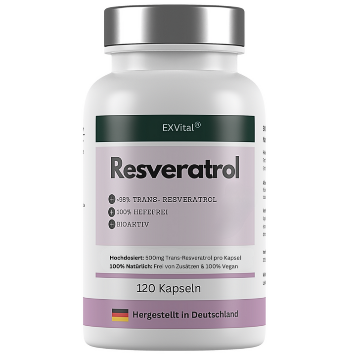 Resveratrol Kapseln, 500mg pro Kapsel, vegan von EXVital