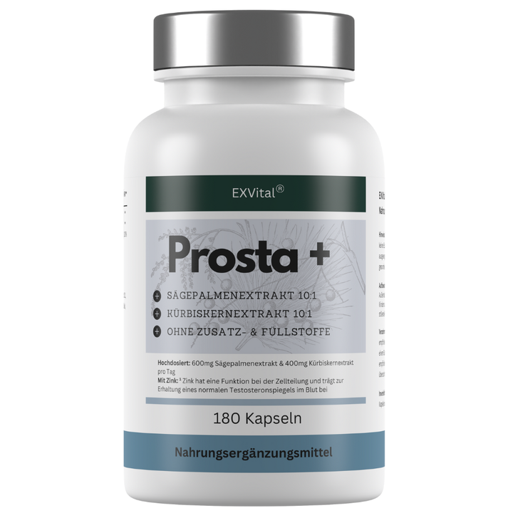 Prosta+ Kapseln mit Sägepalmen-, Kürbiskernextrakt &amp; Zink, 180 Stück von EXVital
