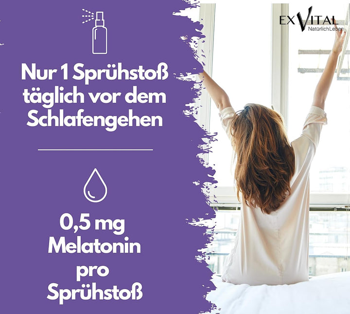 Melatonin Schlafspray mit Baldrian, Vitamin B1+ B6 30 ml Sprühflasche