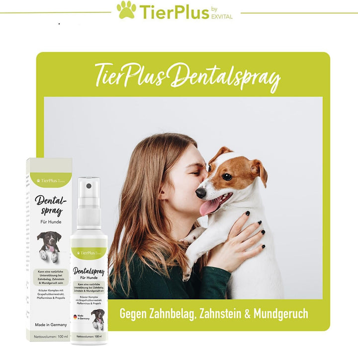 TierPLus Dentalspray für Hunde gegen Zahnbelag Zahnstein &amp; Mundgeruch von EXVital