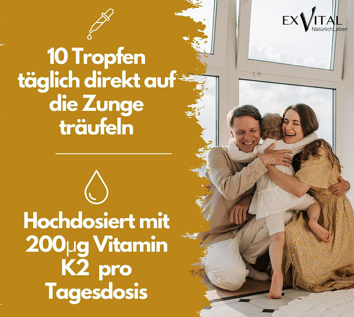 Vitamin K2 - Menaquinon MK-7 all-trans-Vitamin hochdosiert von EXVital, 30ml Tropfen