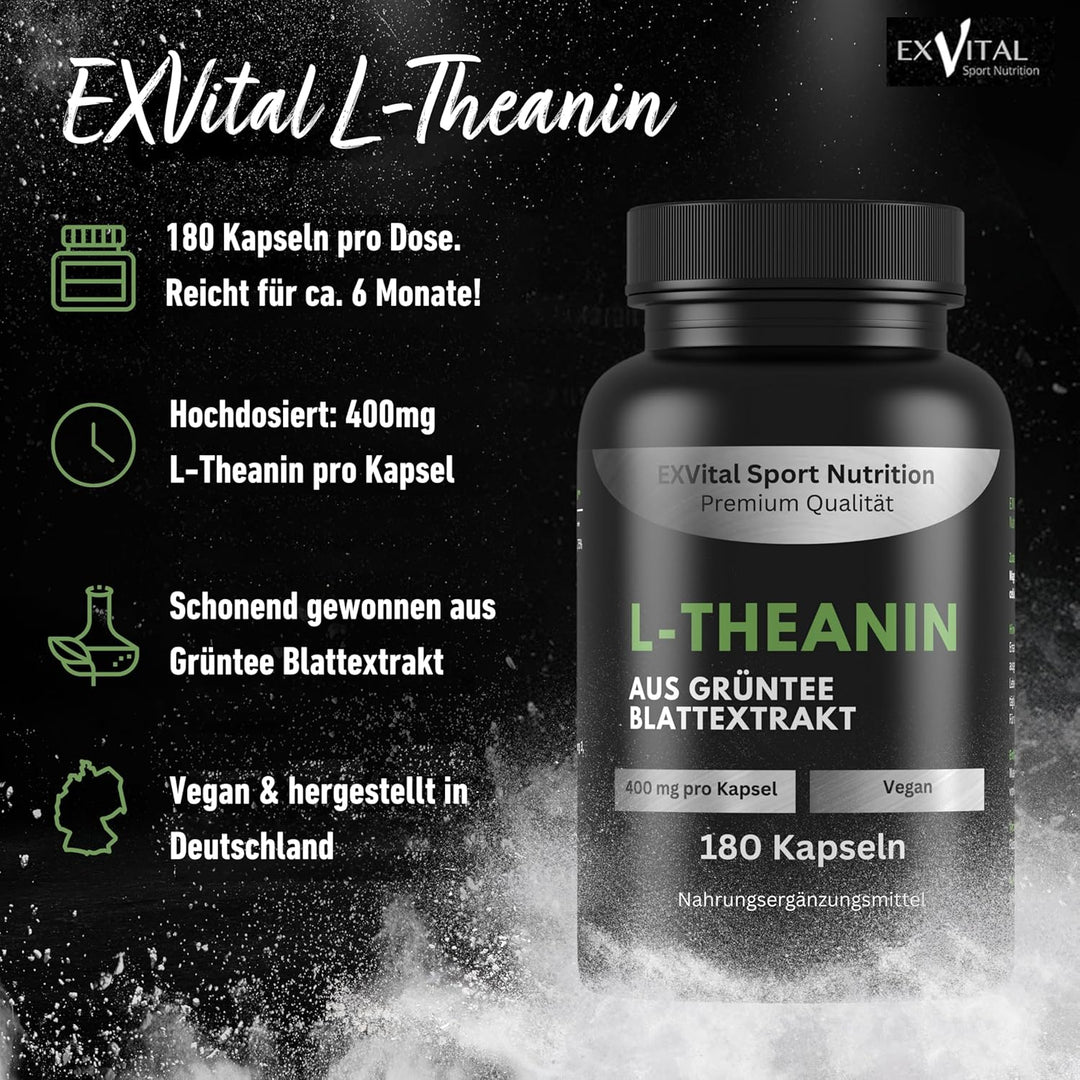 L-Theanin Kapseln, 400mg aus Grüntee Blattextrakt von EXVital
