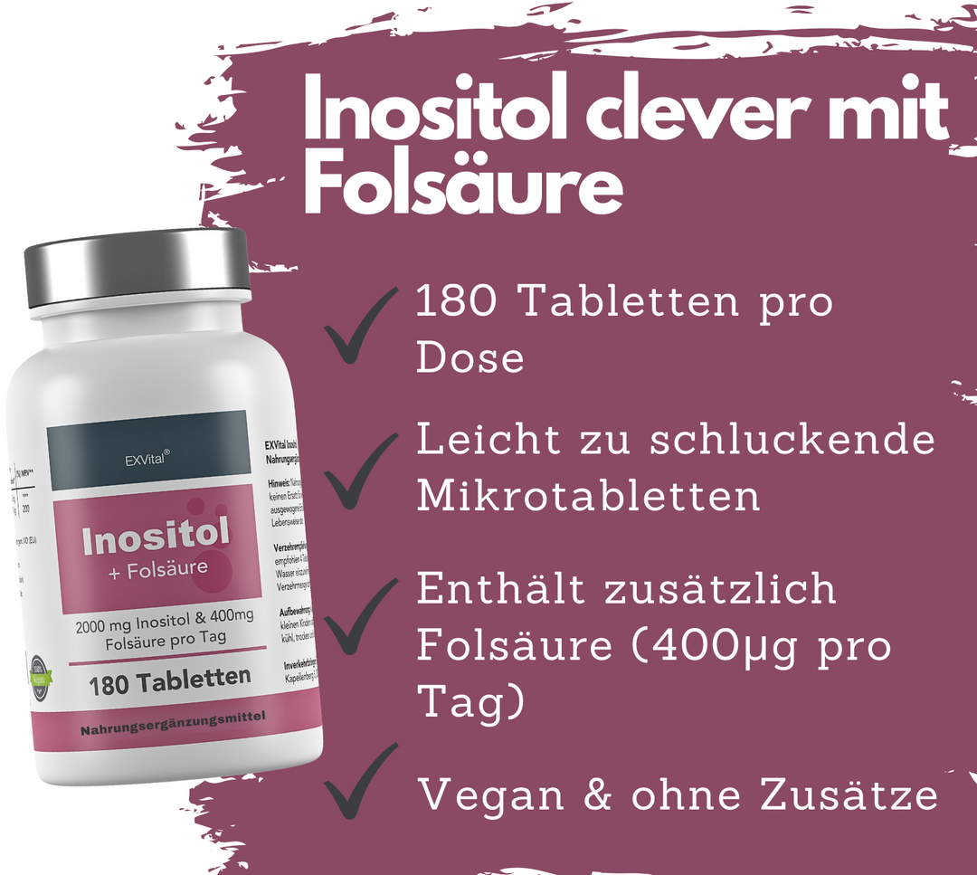 Inositol mit Folsäure 180 Tabletten von EXVital