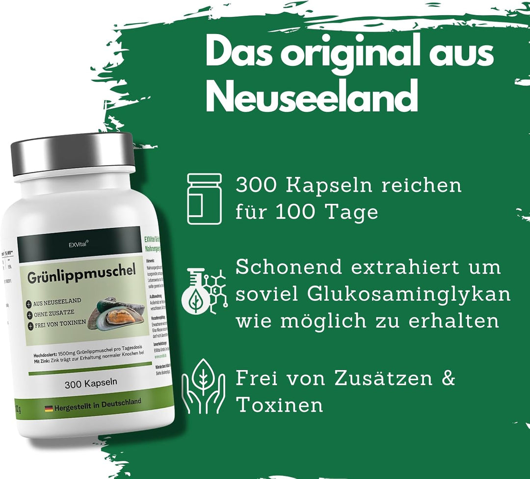 Grünlippmuschel hochdosiert von EXVital, 300 Kapseln