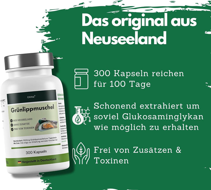 Grünlippmuschel hochdosiert von EXVital, 300 Kapseln