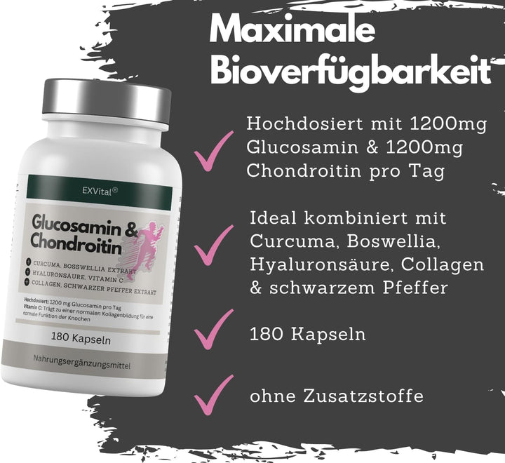 Glucosamin Chondroitin, 180 Kapseln Komplex von EXVital