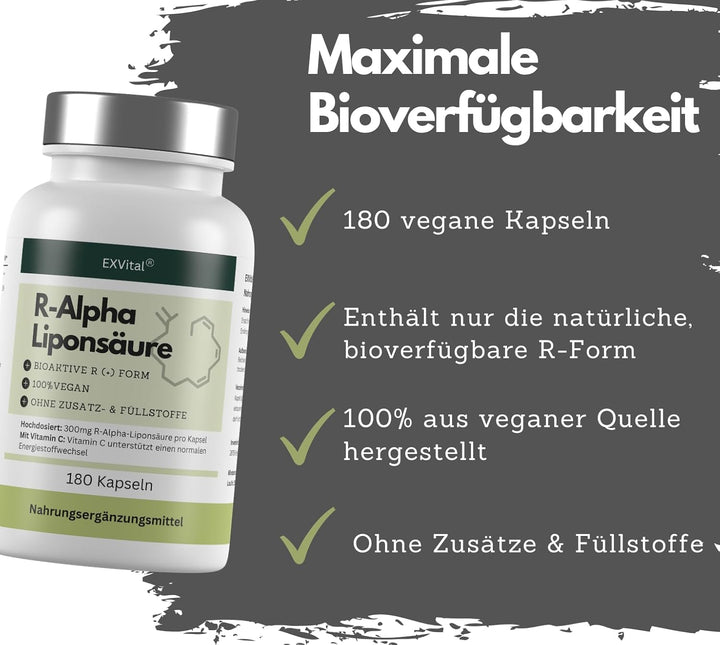 R-Alpha-Liponsäure 180 Kapseln, 300mg von EXVital