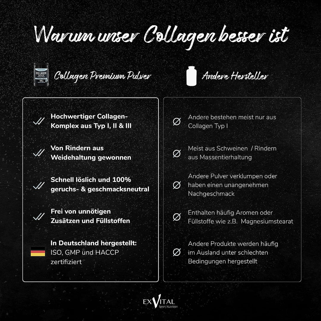 Collagen Pulver 500 Gramm, Bioaktives Kollagen von EXVital