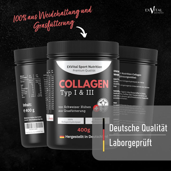 Collagen Pulver von Schweizer Alpenkühen aus Grasfütterung von EXVital
