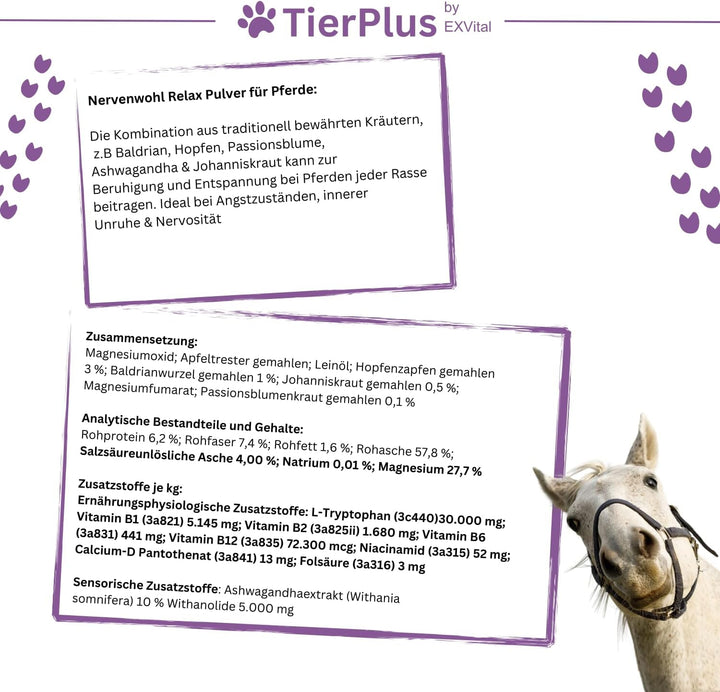 TierPlus Nervenwohl Relax Pulver für Pferde zur Entspannung und Beruhigung