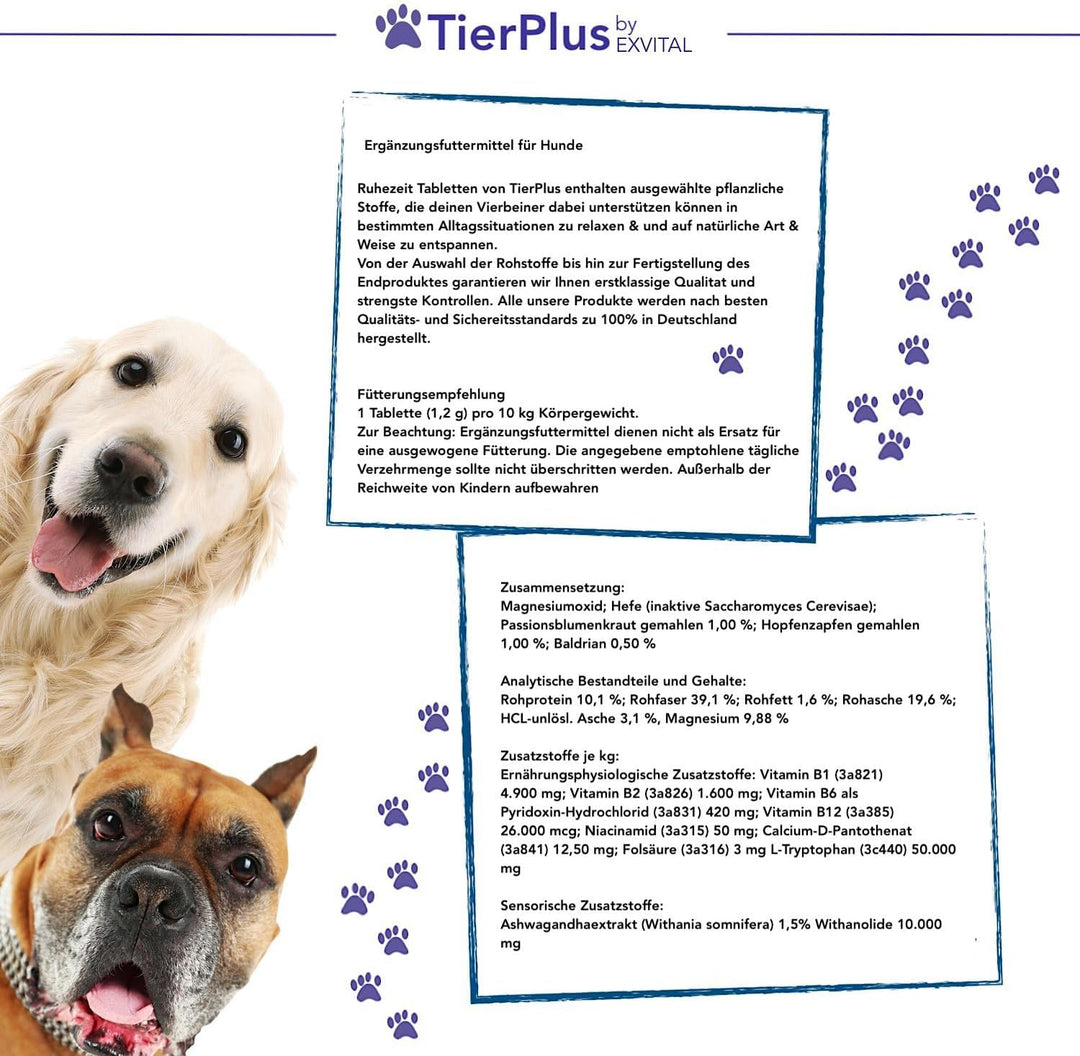 TierPlus Ruhezeit Tabletten für Hunde mit Baldrian und Ashwagandha