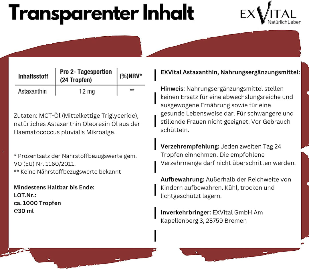 Bio Astaxanthin Tropfen 30 ml von EXVital