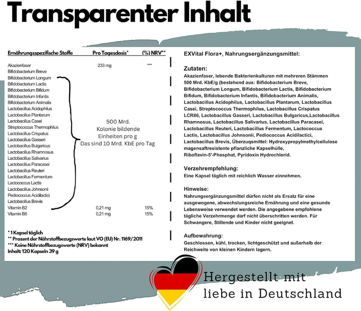 Flora+ Kulturen Komplex mit 500 Mrd. KBE/g - 22 Bakterienkulturen von EXVital