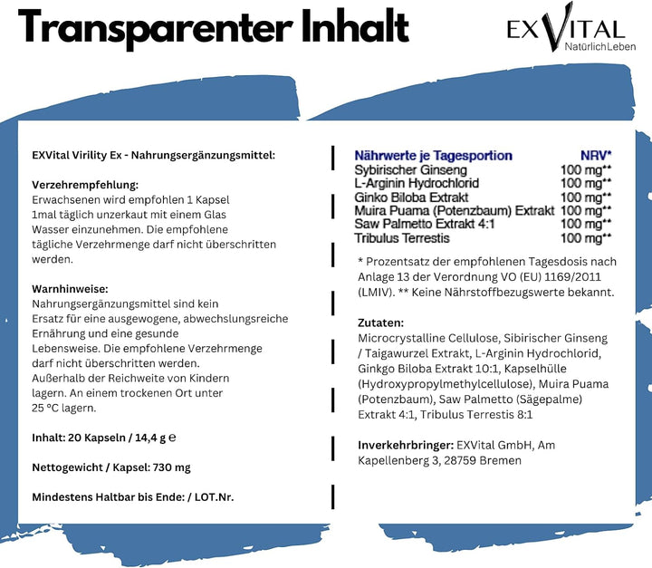 Virility EX © - 600mg aktiv Formel - für den Mann