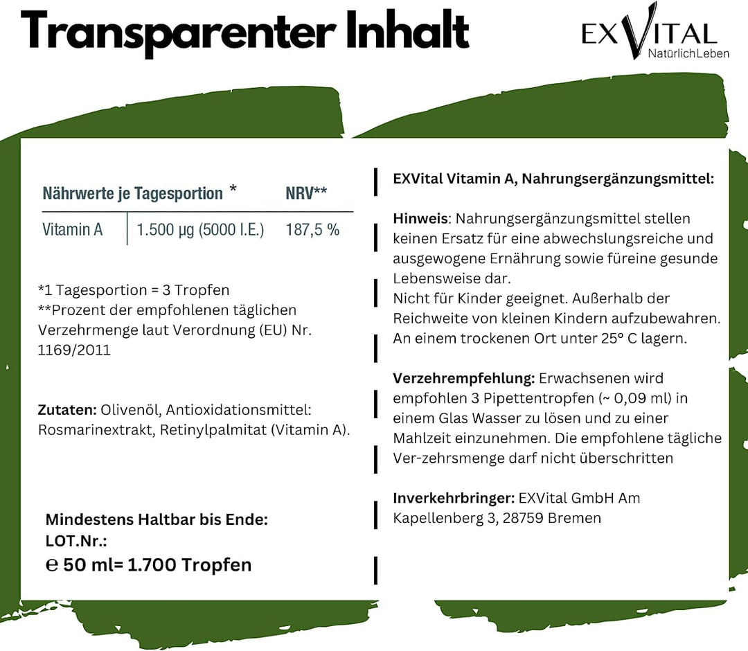 Vitamin A Tropfen (Retinol) von EXVital