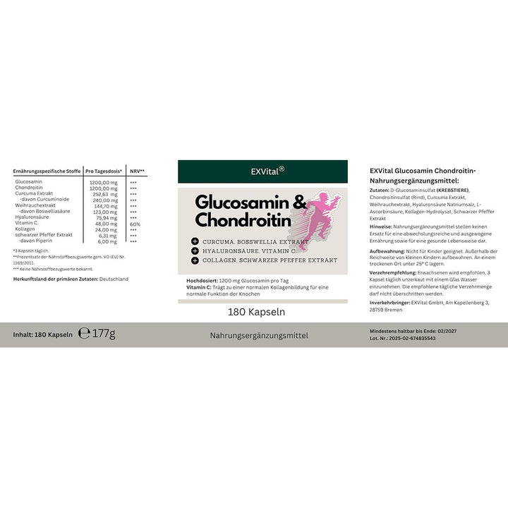 Glucosamin Chondroitin, 180 Kapseln Komplex von EXVital