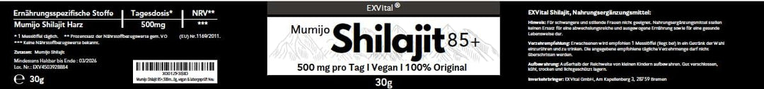 Mumijo Shilajit 85+ von EXVital
