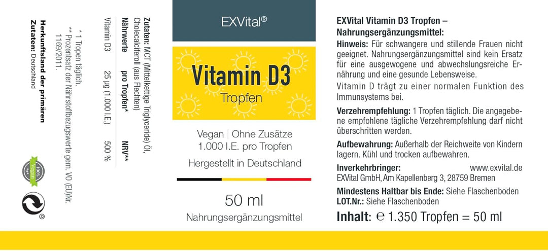 Vitamin D3 von EXVital, 50ml Tropfen