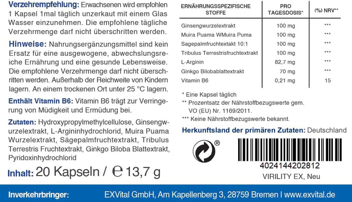 Virility EX © - 600mg aktiv Formel - für den Mann