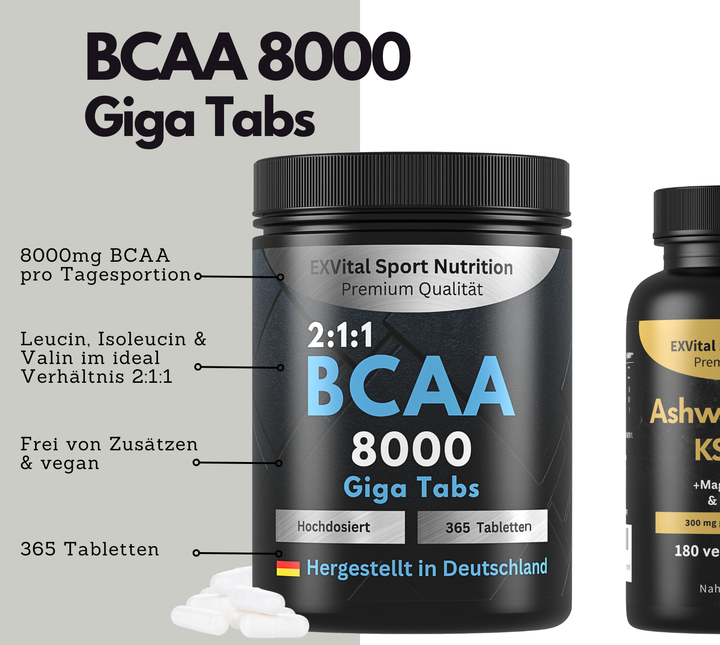 Workout &amp; Regeneration Set (BCAA, Ashwagandha &amp; Creatin Kapseln)